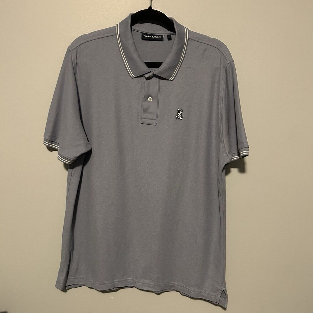 Psycho Bunny Mens Polo Shirt Size Large Light Blue Collared Short Sleeve